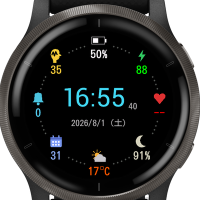 Orbit on an AMOLED watch with accent color